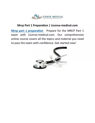 Mrcp Part 1 Preparation | License-medical.com