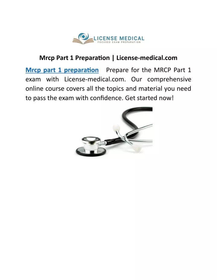 mrcp part 1 preparation license medical com