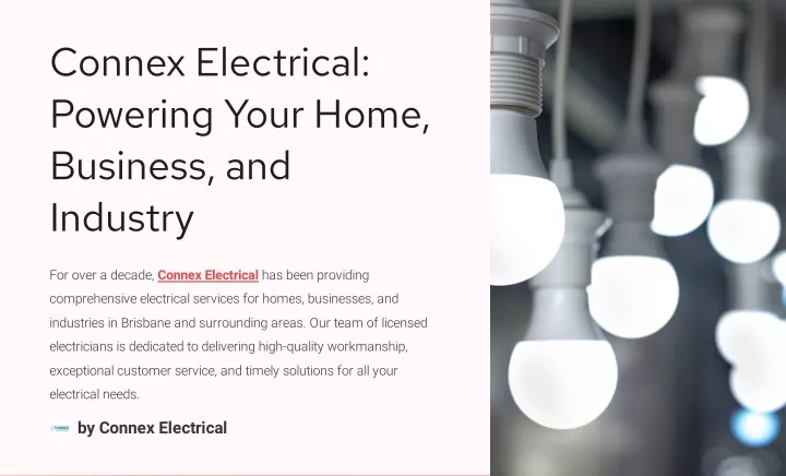connex electrical powering your home business