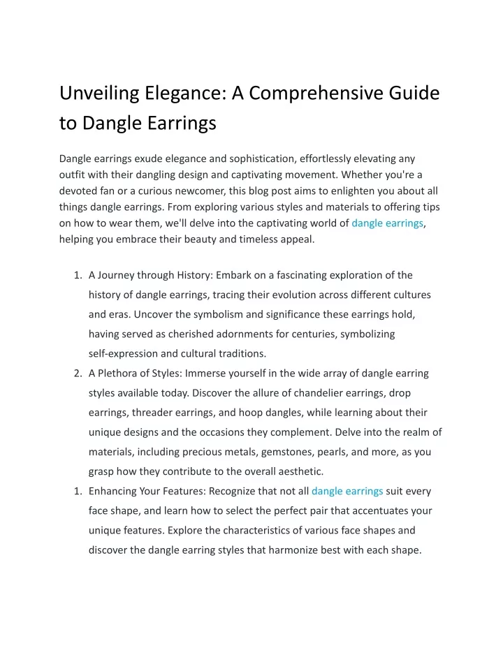 PPT - Unveiling Elegance_ A Comprehensive Guide to Dangle Earrings 