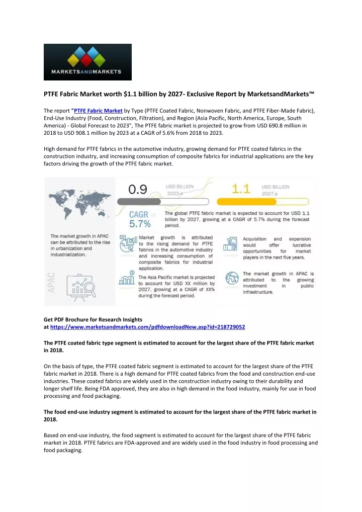 ptfe fabric market worth 1 1 billion by 2027