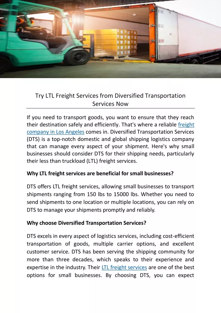 try ltl freight services from diversified