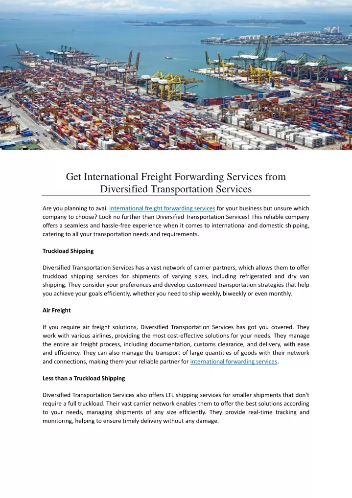 get international freight forwarding services