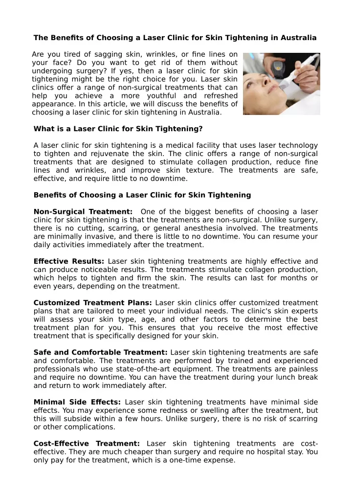 the benefits of choosing a laser clinic for skin