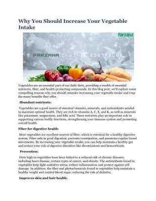 why you should increase your vegetable intake