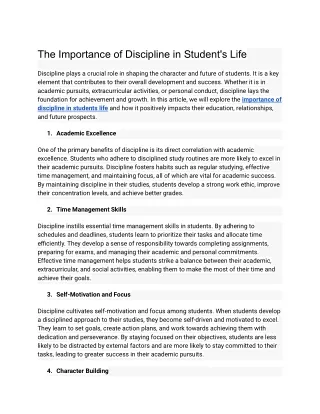 The Importance of Discipline in Student's Life
