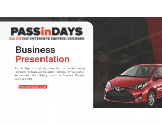 Pass In Days : Learn Intensive Driving Skill today