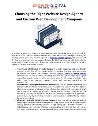 choosing the right website design agency