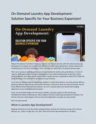 On-Demand Laundry App Development: Solution Specific for Your Business Expansio