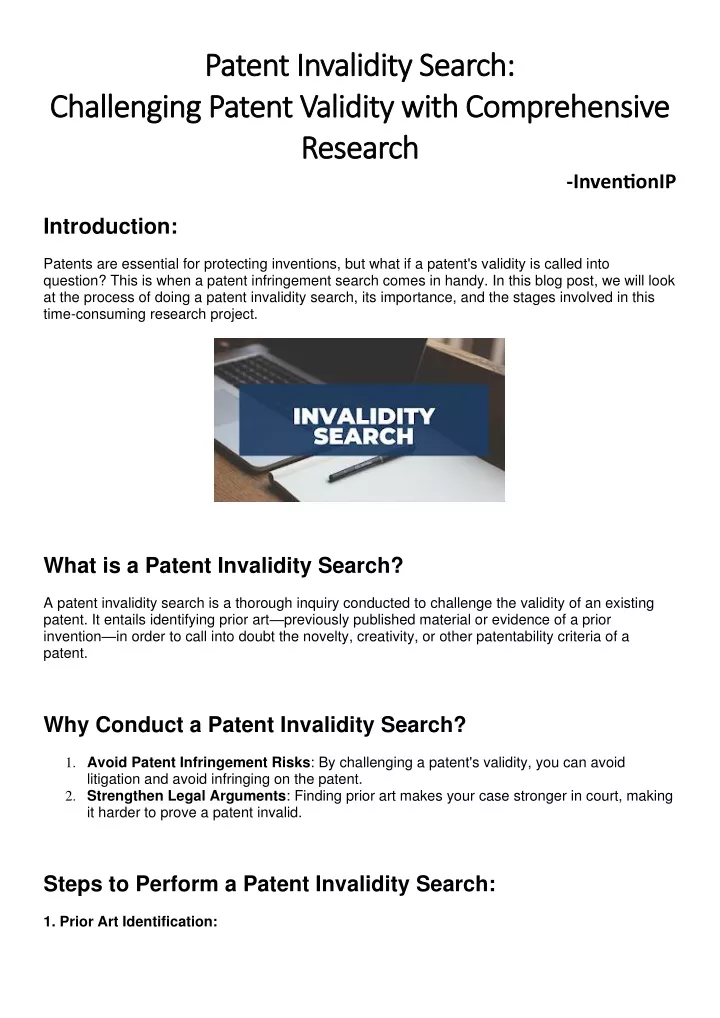 patent inval patent invalidity search idity
