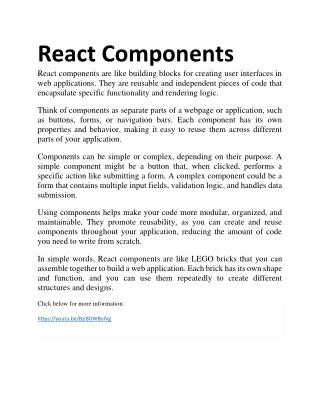 react components react components are like