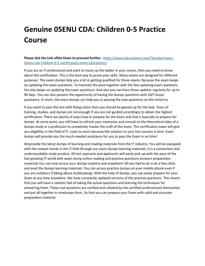 genuine 05enu cda children 0 5 practice course