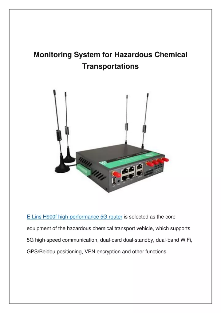monitoring system for hazardous chemical