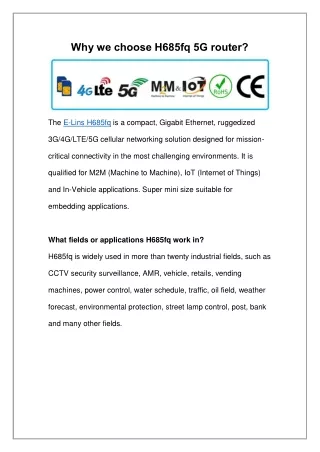 why we choose h685fq 5g router