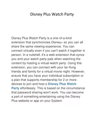 Disney Plus Watch Party