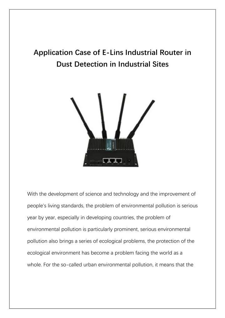 application case of e lins industrial router in