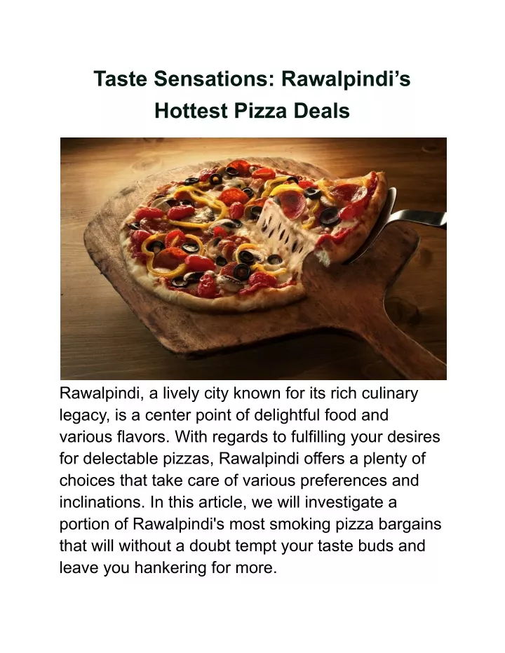 taste sensations rawalpindi s hottest pizza deals