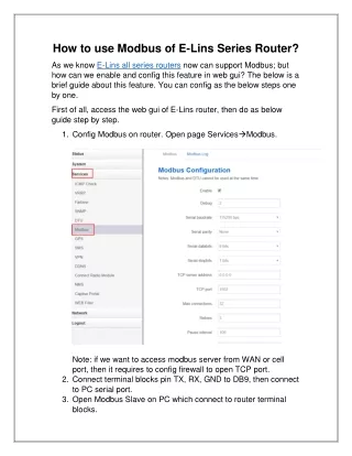 How to use Modbus of E-Lins Series Router? | E-Lins Technology