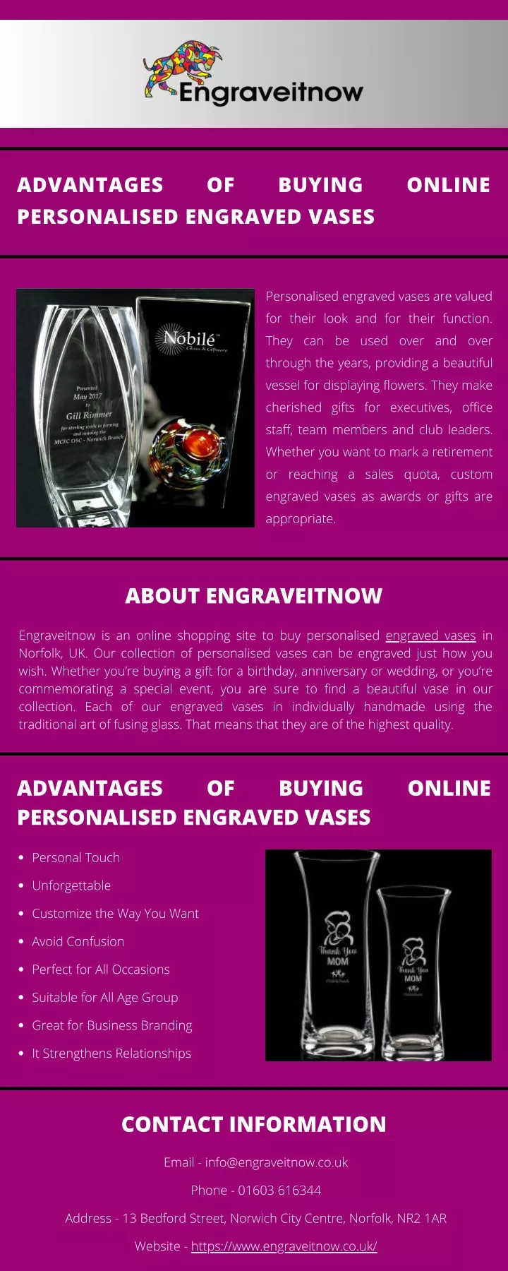 advantages personalised engraved vases