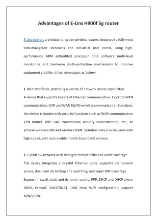 Advantages of E-Lins H900f 5g router | E-Lins Technology