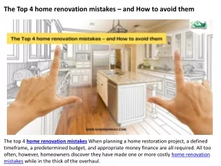 the top 4 home renovation mistakes