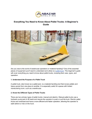 Everything You Need to Know About Pallet Trucks_ A Beginner's Guide