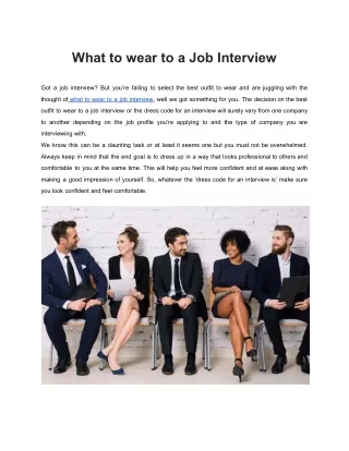What to wear to a Job Interview