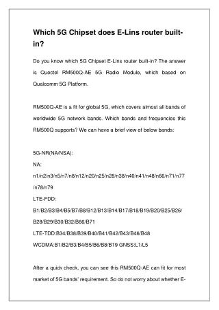 Which 5G Chipset does E-Lins router built-in? | E-Lins Technology