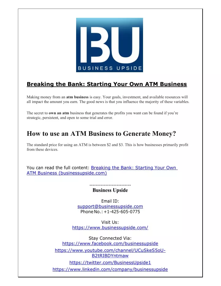 breaking the bank starting your own atm business