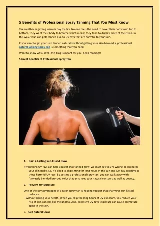 5 Benefits of Professional Spray Tanning That You Must Know