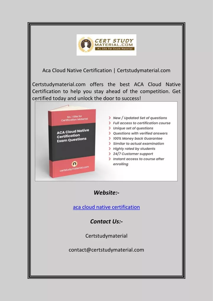 aca cloud native certification certstudymaterial