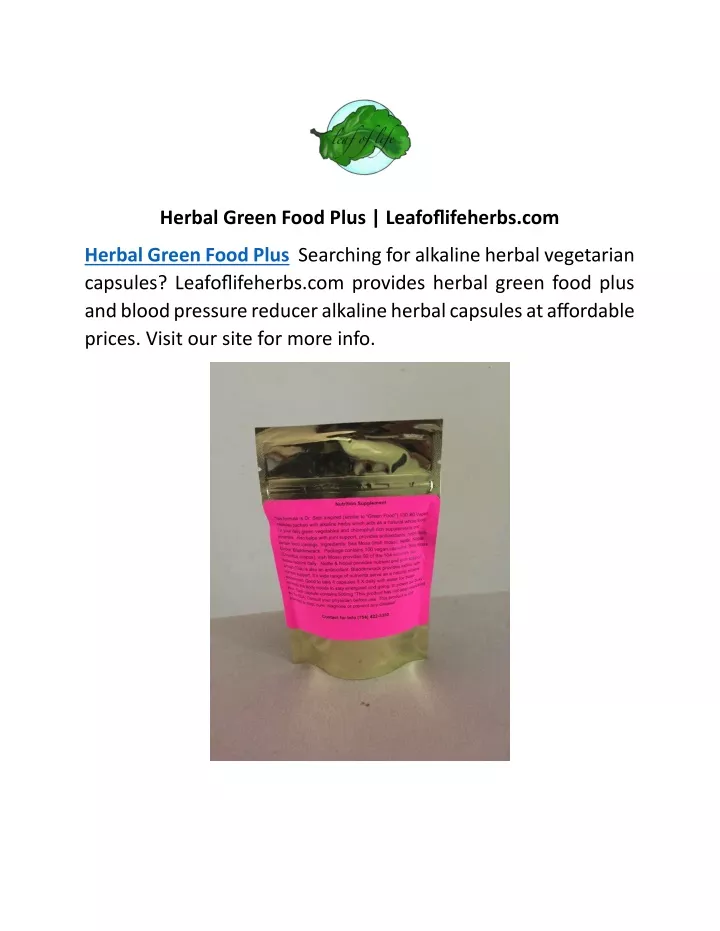 herbal green food plus leafoflifeherbs com