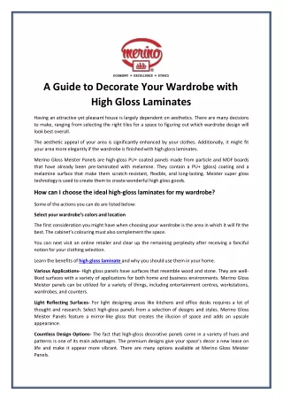 a guide to decorate your wardrobe with high gloss laminates