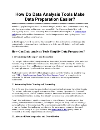 how do data analysis tools make data preparation