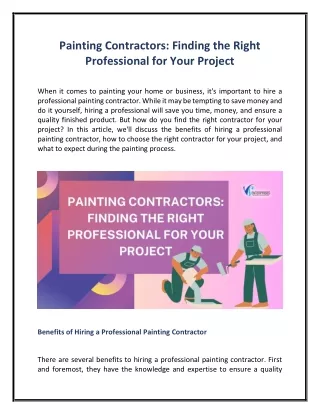 Painting Contractors Finding the Right Professional for Your Project