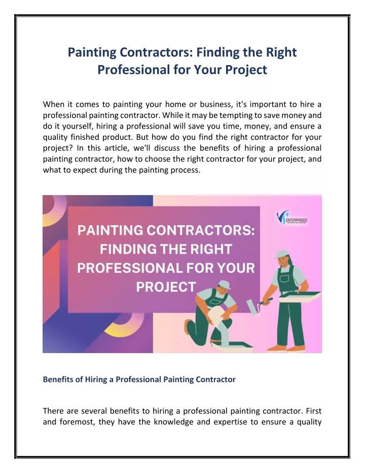 painting contractors finding the right