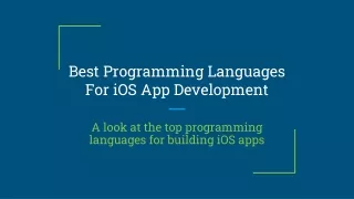Best Programming Languages For iOS App Development