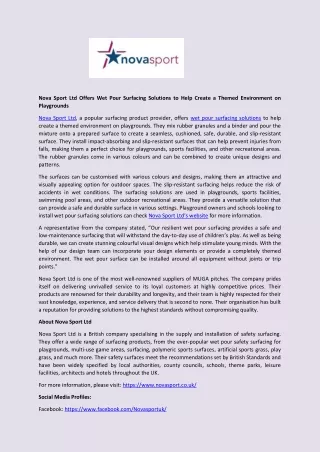 nova sport ltd offers wet pour surfacing