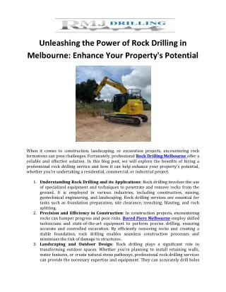 Unleashing the Power of Rock Drilling in Melbourne Enhance Your Property's Potential