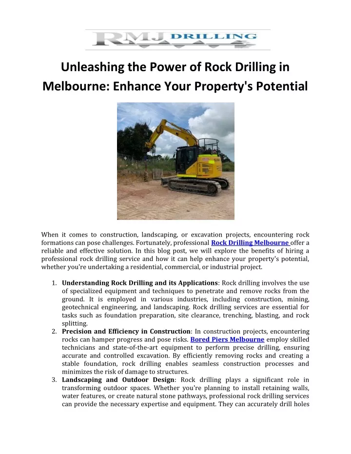 unleashing the power of rock drilling