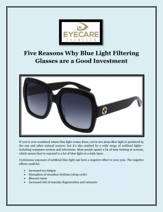 Five Reasons Why Blue Light Filtering Glasses are a Good Investment