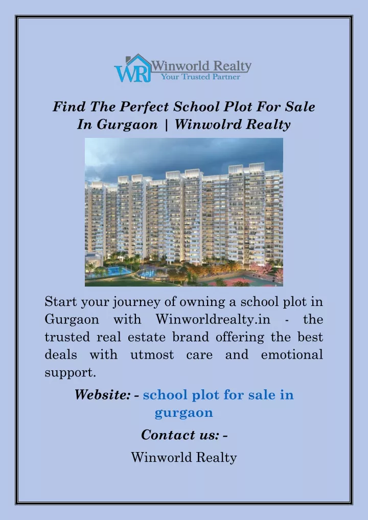 find the perfect school plot for sale in gurgaon