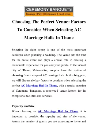 AC Marriage Hall In Thane Call-8104138123