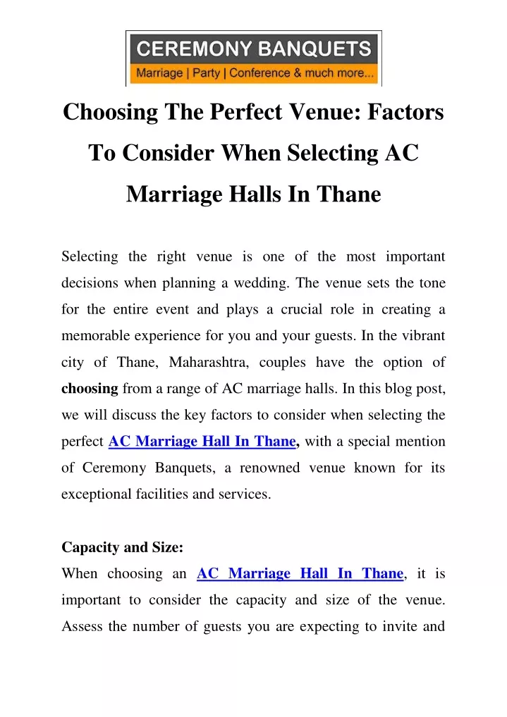 choosing the perfect venue factors