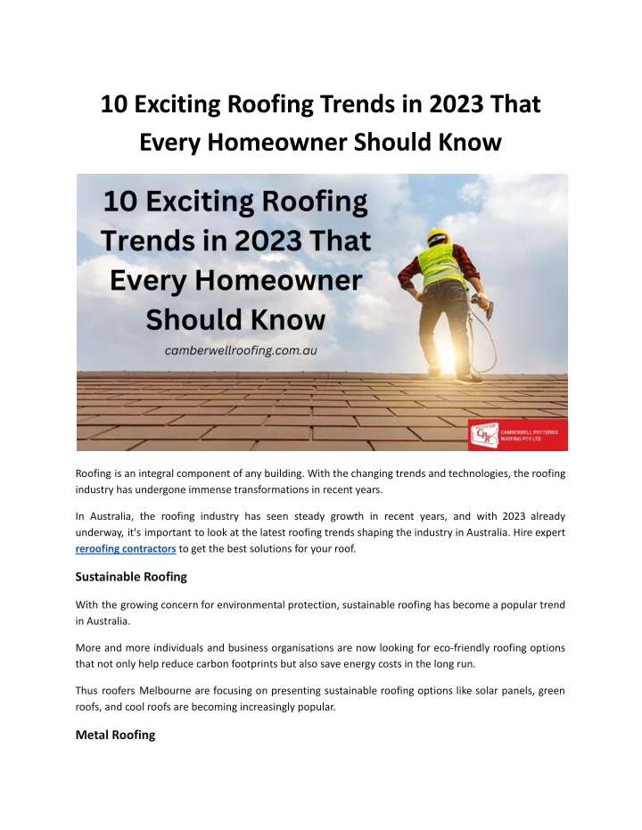 10 exciting roofing trends in 2023 that every