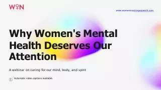 The Need for Women's Mental Health Awareness