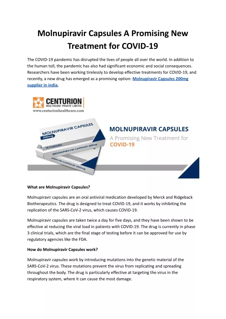 molnupiravir capsules a promising new treatment