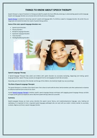 things to know about speech therapy