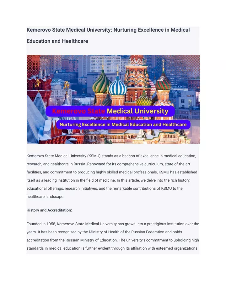 kemerovo state medical university nurturing