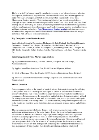 the large scale pain management devices business